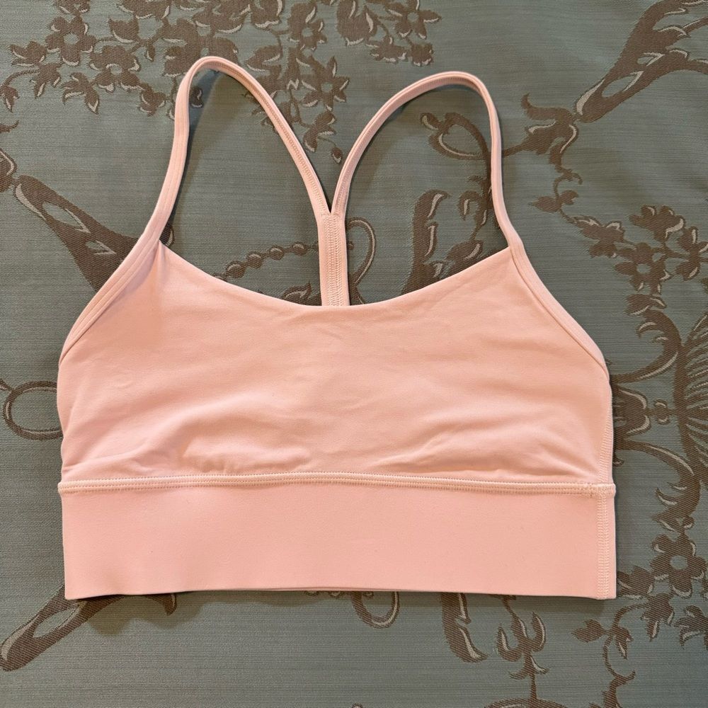 Lululemon Flow Y Nulu Longline Athletic Sport Bra Light Support Pink Size 6